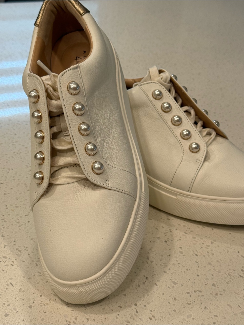 Alex Marie Cream Pearl-Trim Platform Sneakers 4 feature Technology 10w